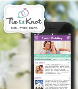tie the knot logo and on phone screen