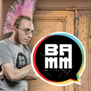 BAMM logo with man to the side