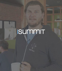 ISUMMIT graphic with man in background smiling