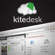 Kitedesk logo with computer screen below