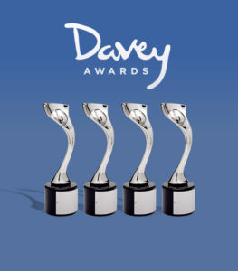 Davey awards graphic with trophies below