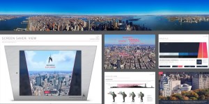 collage of one world explorer application showing various views of the New York city skyline