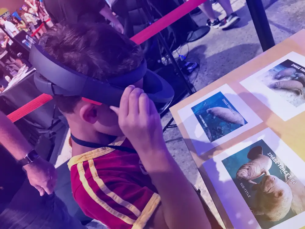 Boy using video headset