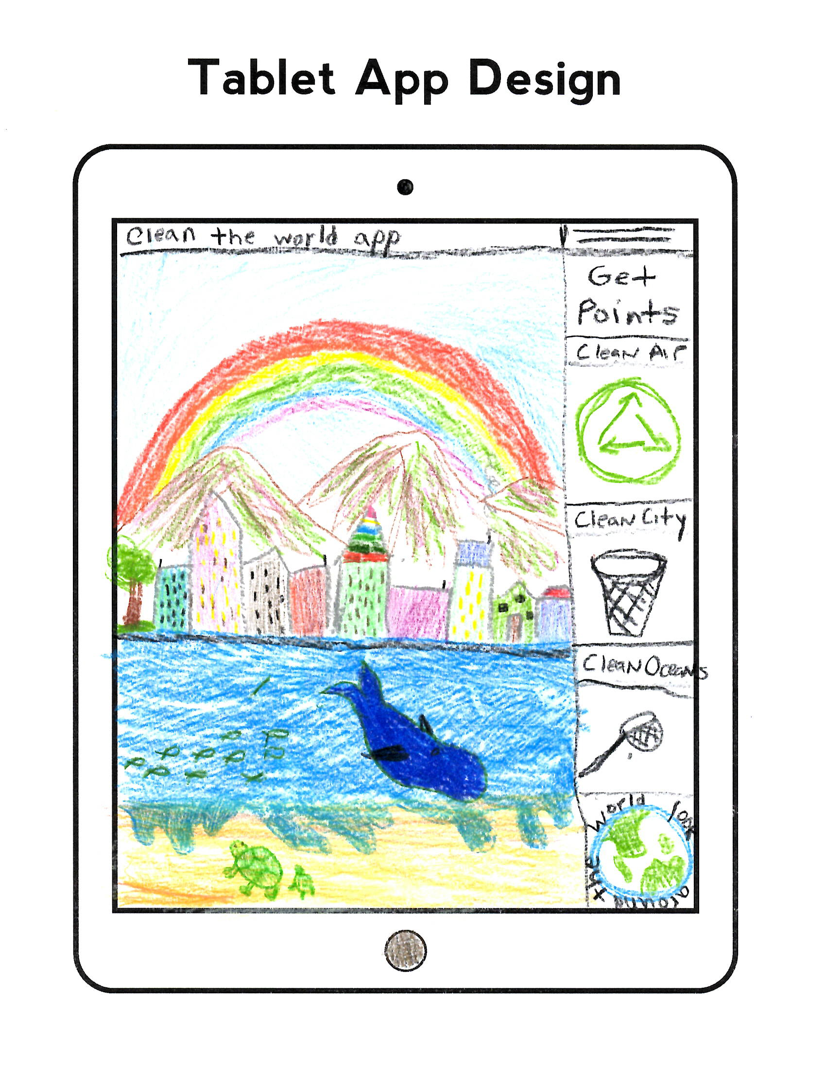 Tablet app design with drawing