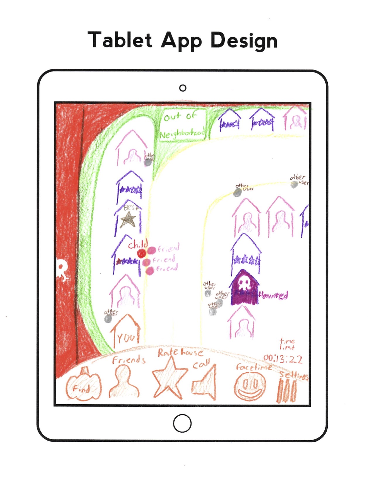 Tablet app design with drawing