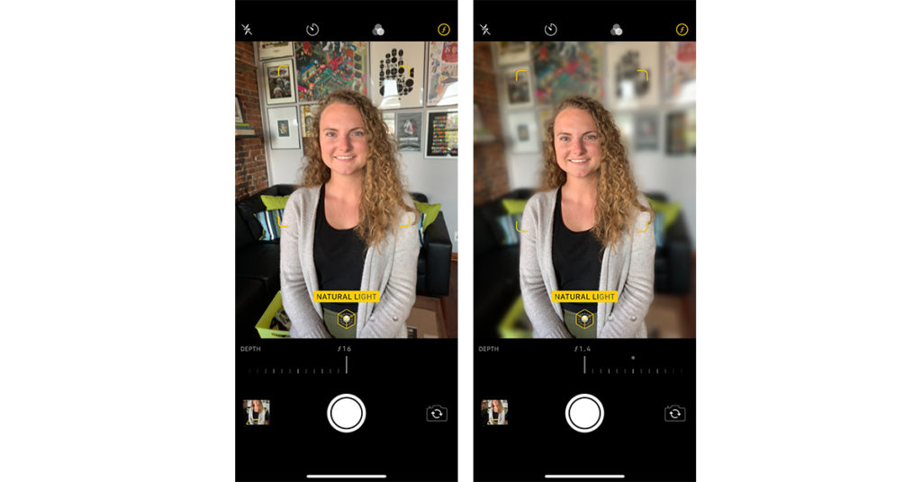 Screenshot of camera app on iphone w/ portrait mode