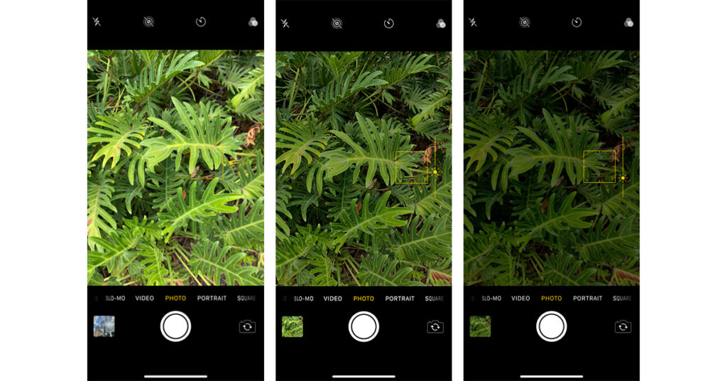 Screenshot of camera app on iphone changing exposure