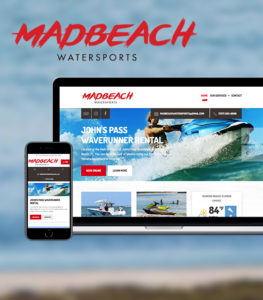 Mad Beach Watersports website on phone and Laptop