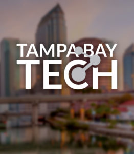 Tampa Bay Tech Logo with tampa skyline in backgroun