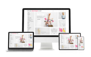 A fully-responsive website shown on 4 different devices