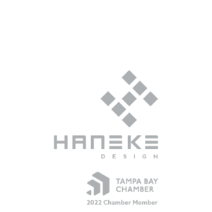 haneke design logo with tampa bay chamber member badge
