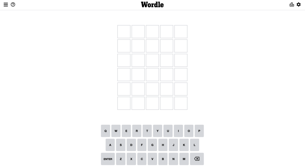 Screenshot of the Wordle word game 