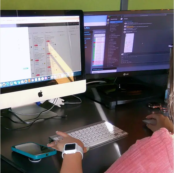 Haneke employee working at computer