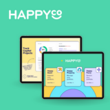 graphic with HappyCo tablet application screens