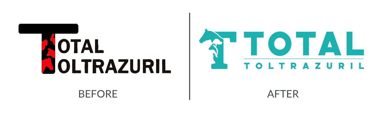 before and after comparisons of Total Totltrazuril's logo for Ecommerce website design