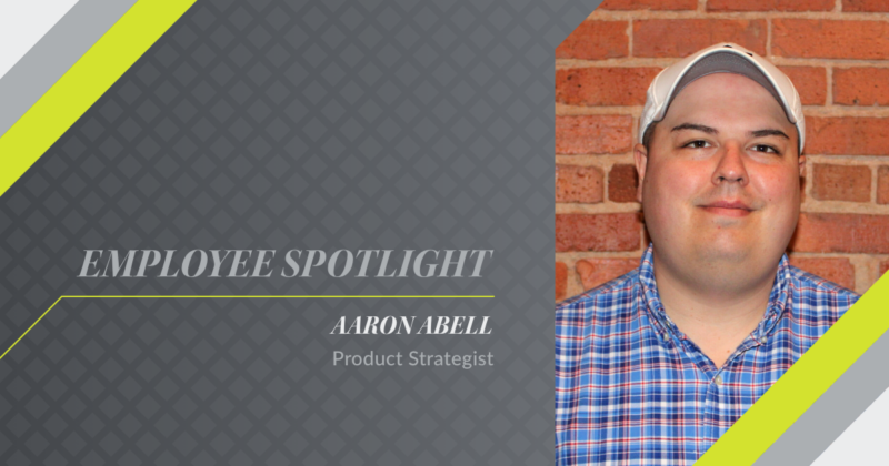 Employee Spotlight Graphic with headshot of Aaron