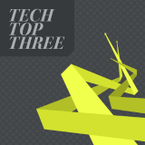 abstract grey and green graphic with "Tech Top Three" text
